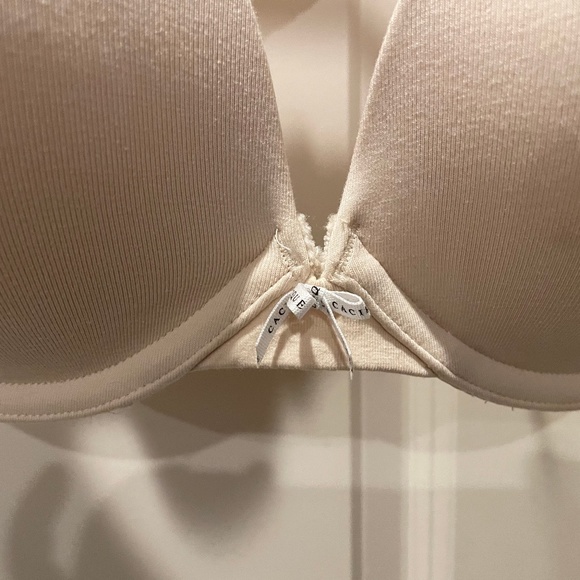 NWT Lane Bryant Cacique Cotton Boost Plunge Bra 42DD Cream/Nude - Picture 2 of 7